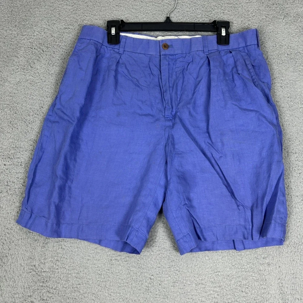 Polo Golf Ralph Lauren Shorts Mens 34 Linen Pleated Lightweight Summer Casual